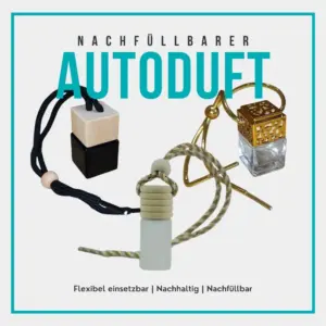 Duftz Nachfüllbarer Autoduft – Glasflakon mit Holz & Clip fürs Lüftungsgitter