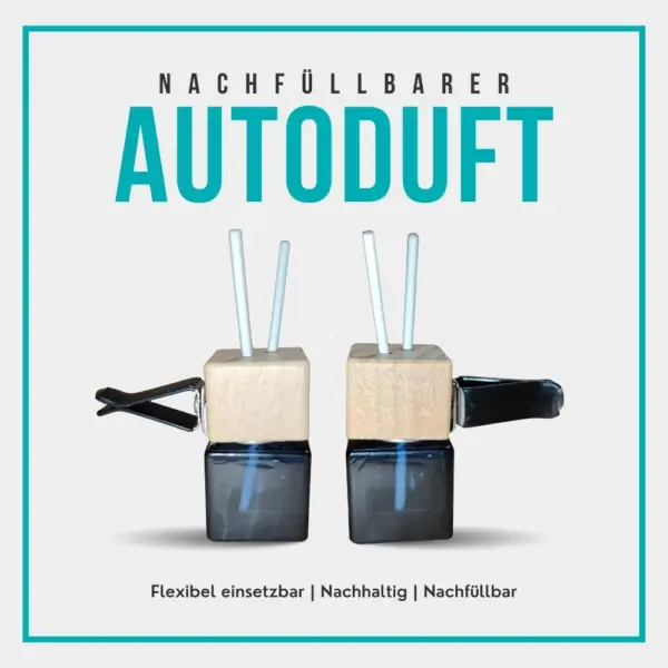 Auto Lufterfrischer Nachfüllbar – Glasflakon mit Holzclip fürs Lüftungsgitter