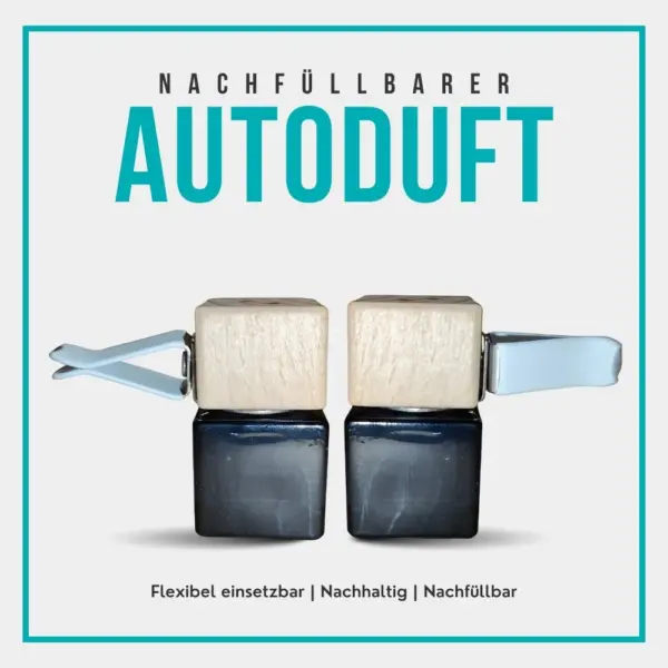 Auto Lufterfrischer Nachfüllbar – Glasflakon mit Holzclip fürs Lüftungsgitter – Bild 2